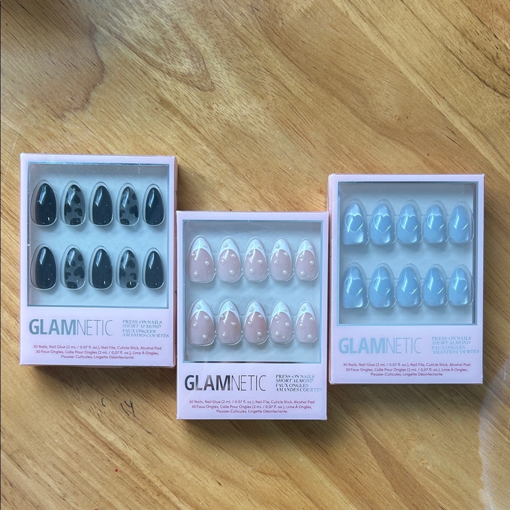 Glamnetic Press-On Nails Set - Black, Pink, Blue